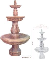 Fuente de centro en travertino olivillo apomazado