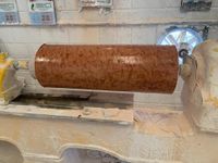 Torneado fuste columna mármol rojo