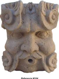 Mascaron de fuente en travertino olivillo